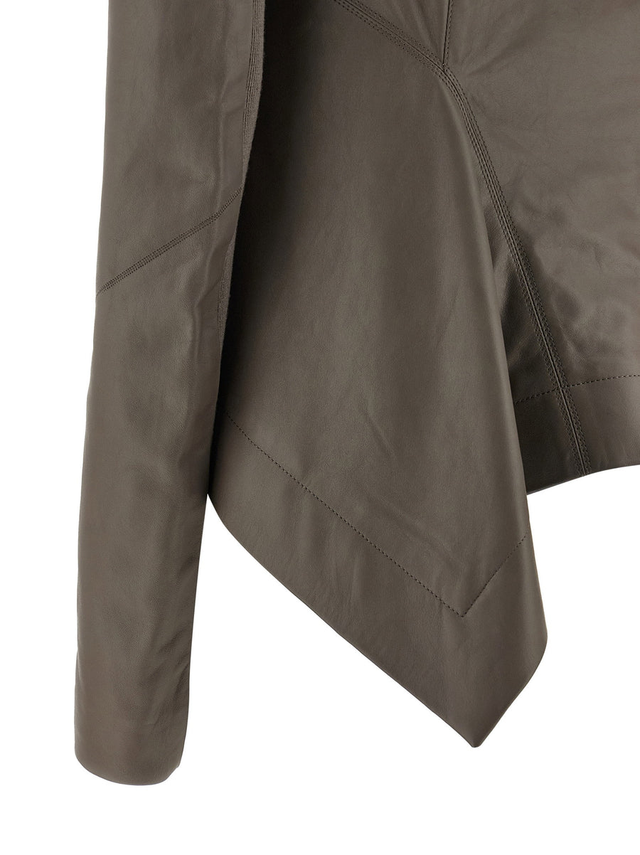 Naska Biker Jacket By Rick Owens For Women Premium Lambskin With Foldable High Neck Asymmetrical Zip