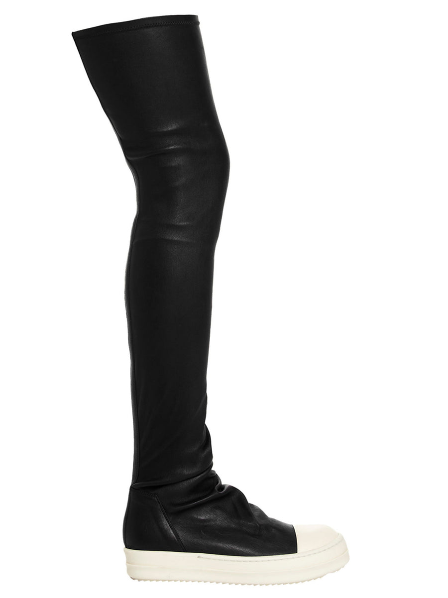 Rick Owens High Stocking Sneaks Boots For Women Bold Stretch Leather Everyday Versatility