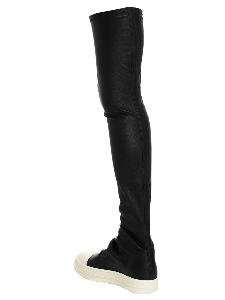 Rick Owens High Stocking Sneaks Boots For Women Bold Stretch Leather Everyday Versatility