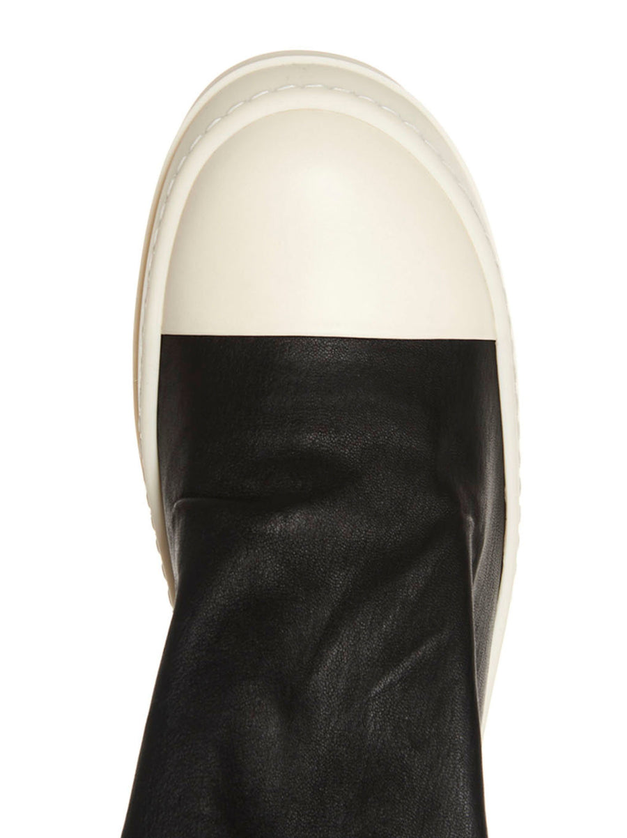 Rick Owens High Stocking Sneaks Boots For Women Bold Stretch Leather Everyday Versatility
