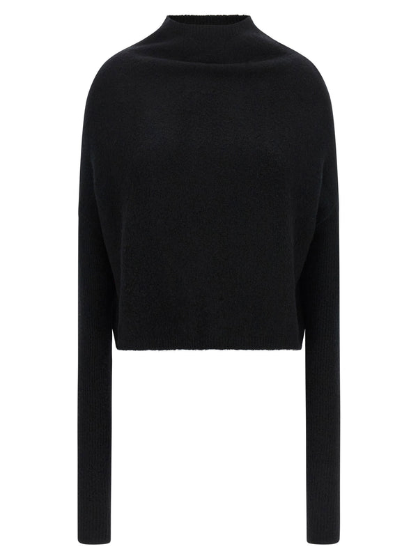 Rick Owens Ls Crater Sweater Lux Cashmere Blend Crater High Neck Oversized For Women