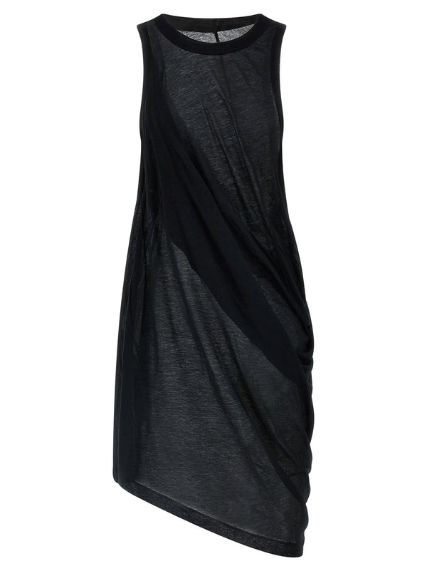 Rick Owens Anthem Tank Top for Men Luxury Cotton Draped Jersey Semi Transparent