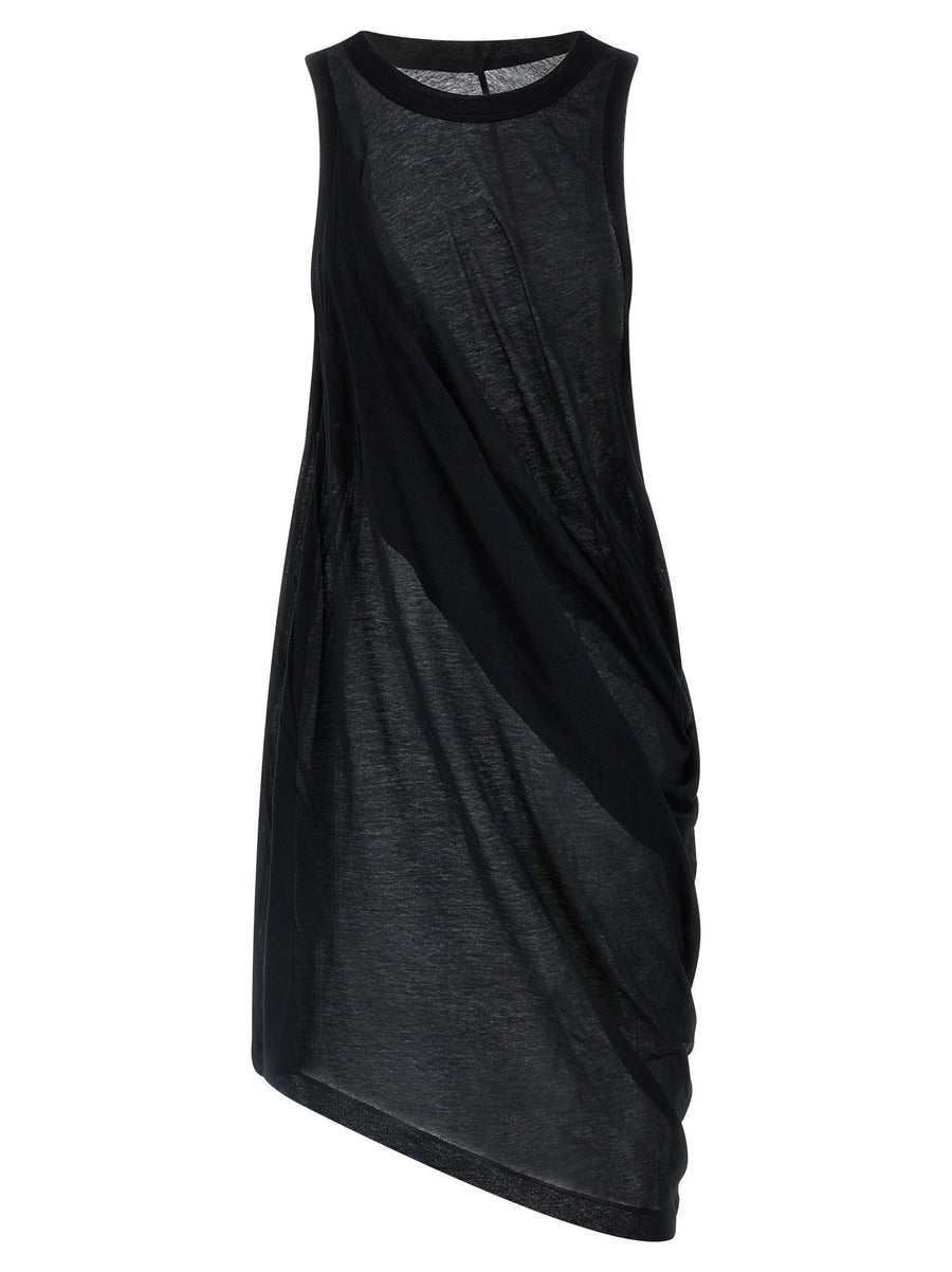 Rick Owens Anthem Tank Top for Men Luxury Cotton Draped Jersey Semi Transparent