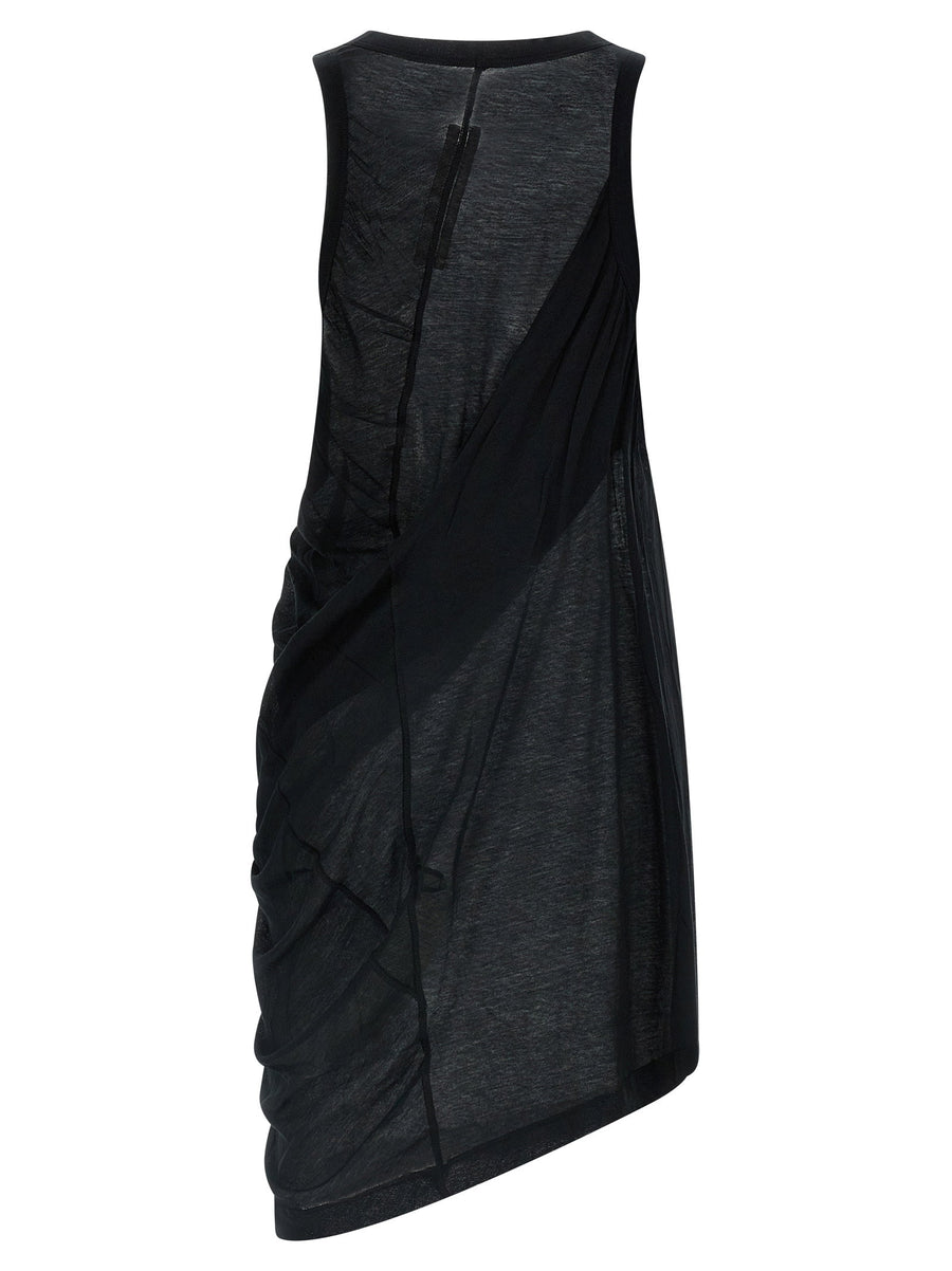 Rick Owens Anthem Tank Top for Men Luxury Cotton Draped Jersey Semi Transparent