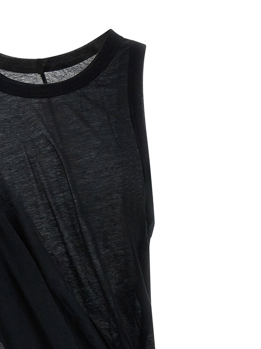 Rick Owens Anthem Tank Top for Men Luxury Cotton Draped Jersey Semi Transparent