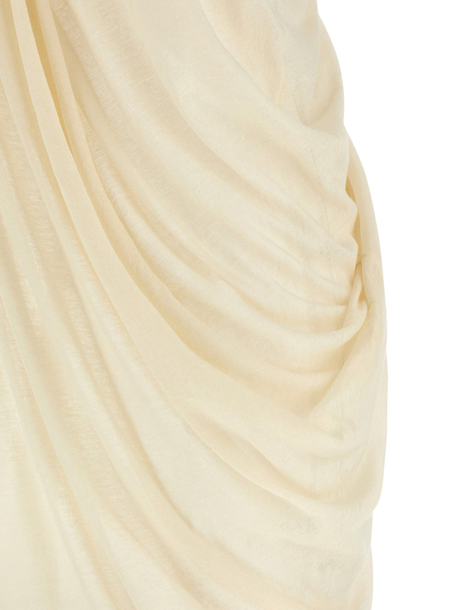 Rick Owens Anthem Tank Top For Men Beige 100 Percent Cotton Draped Jersey Semi Transparent