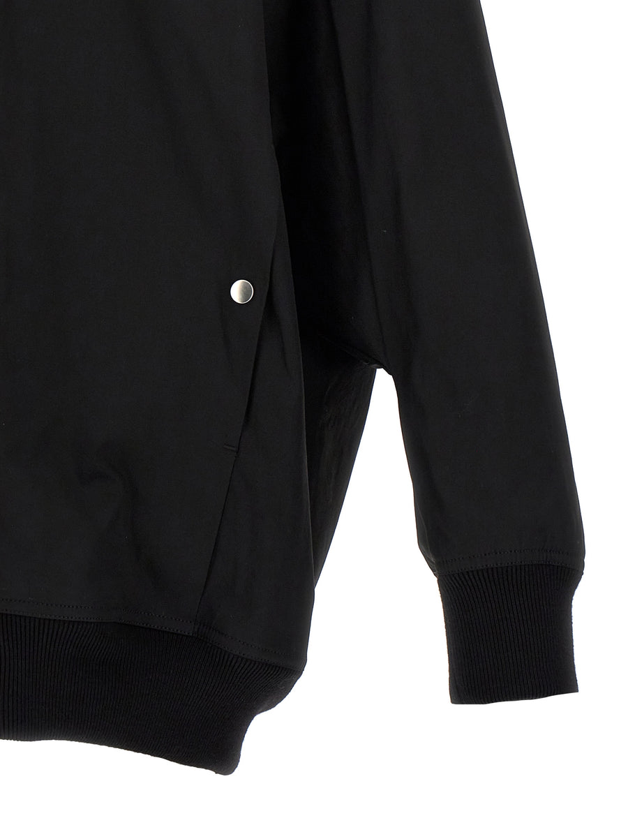 Rick Owens Jumbo Peter Flight Jacket Premium Black Nylon Zip Pockets With Knitted Cuffs For Modern Streetwear