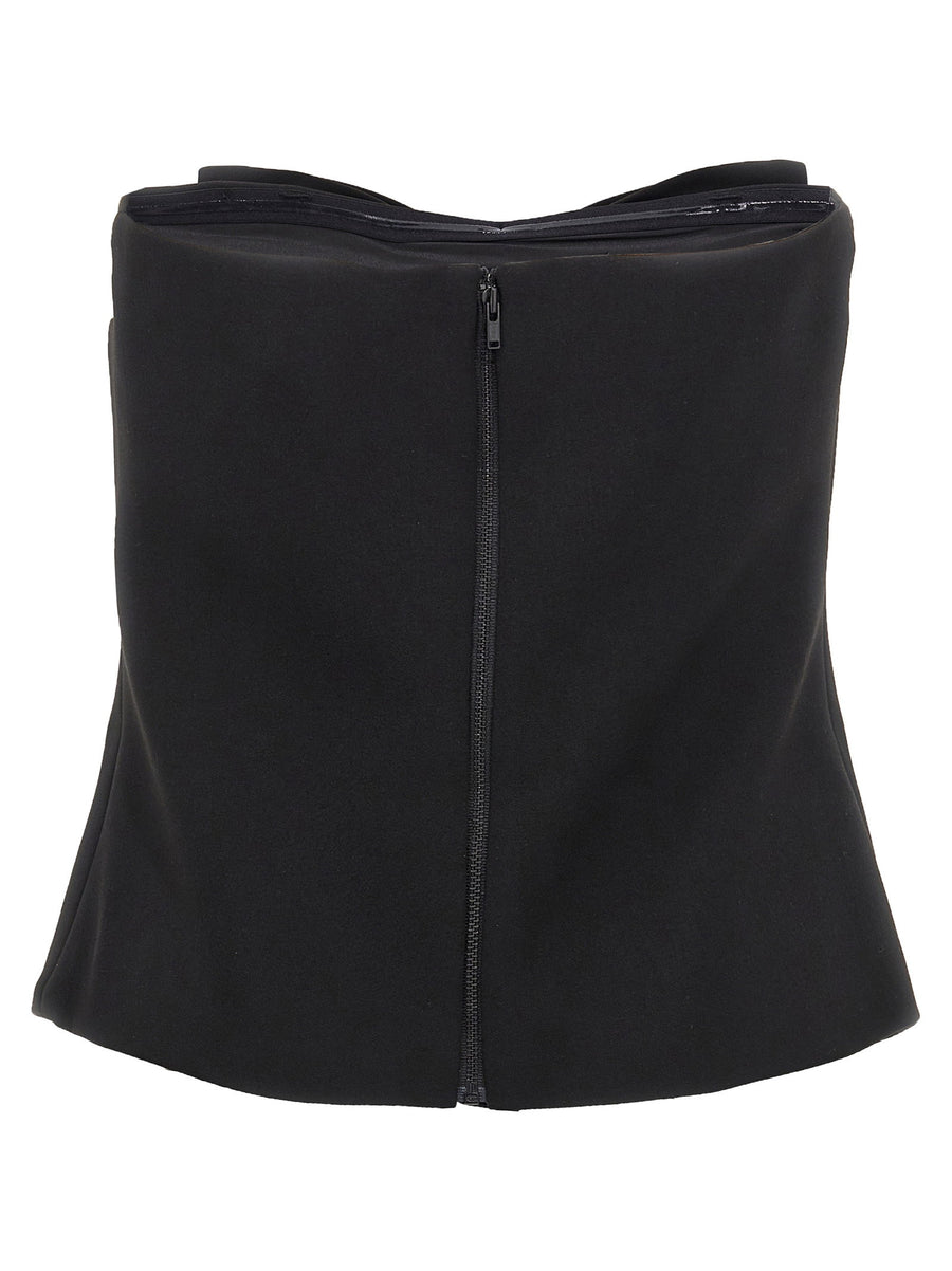 Self-Portrait Black Crepe Bandeau Top