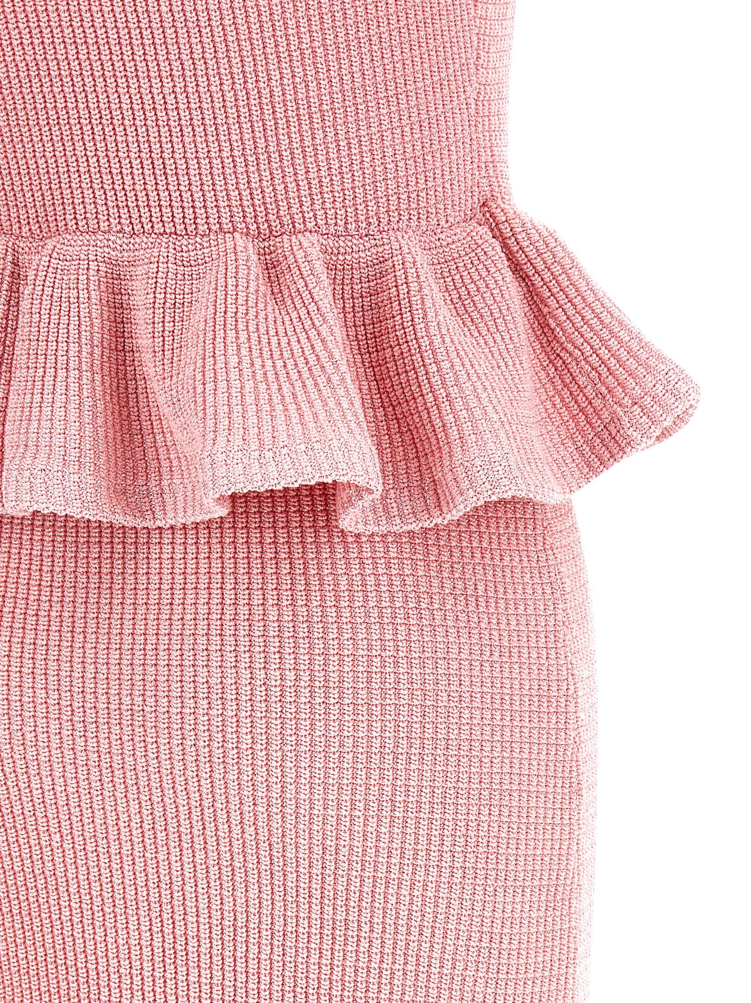 Self-Portrait Pink Peplum Knit Midi Dress