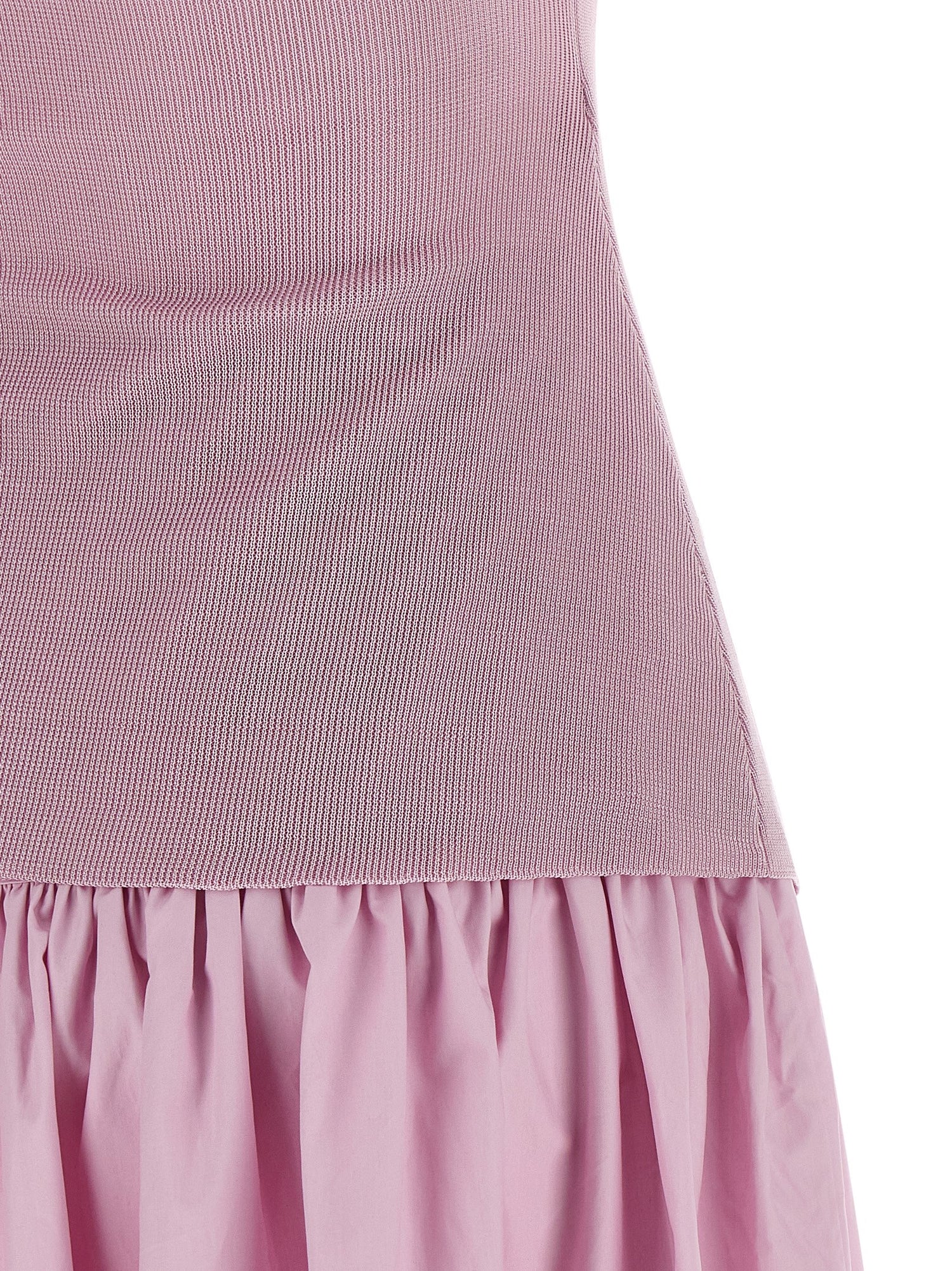 Self-Portrait Pink Cotton Draped Knit Midi Dress