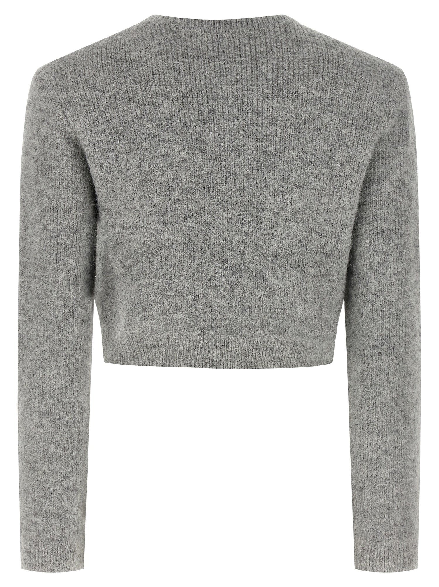 Self-Portrait Grey Fluffy Crystal Trim Cardigan