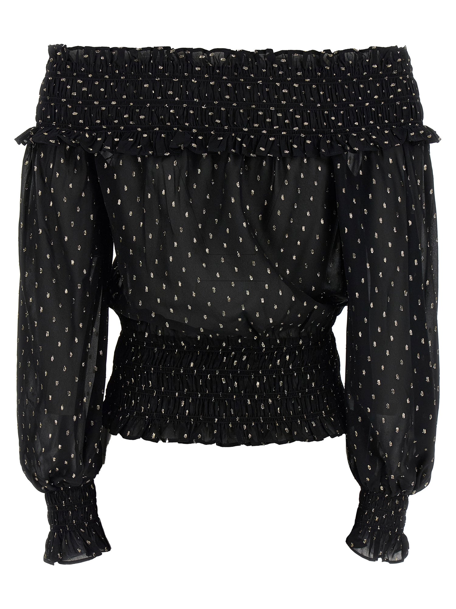 Self-Portrait Black And Gold Chiffon Top