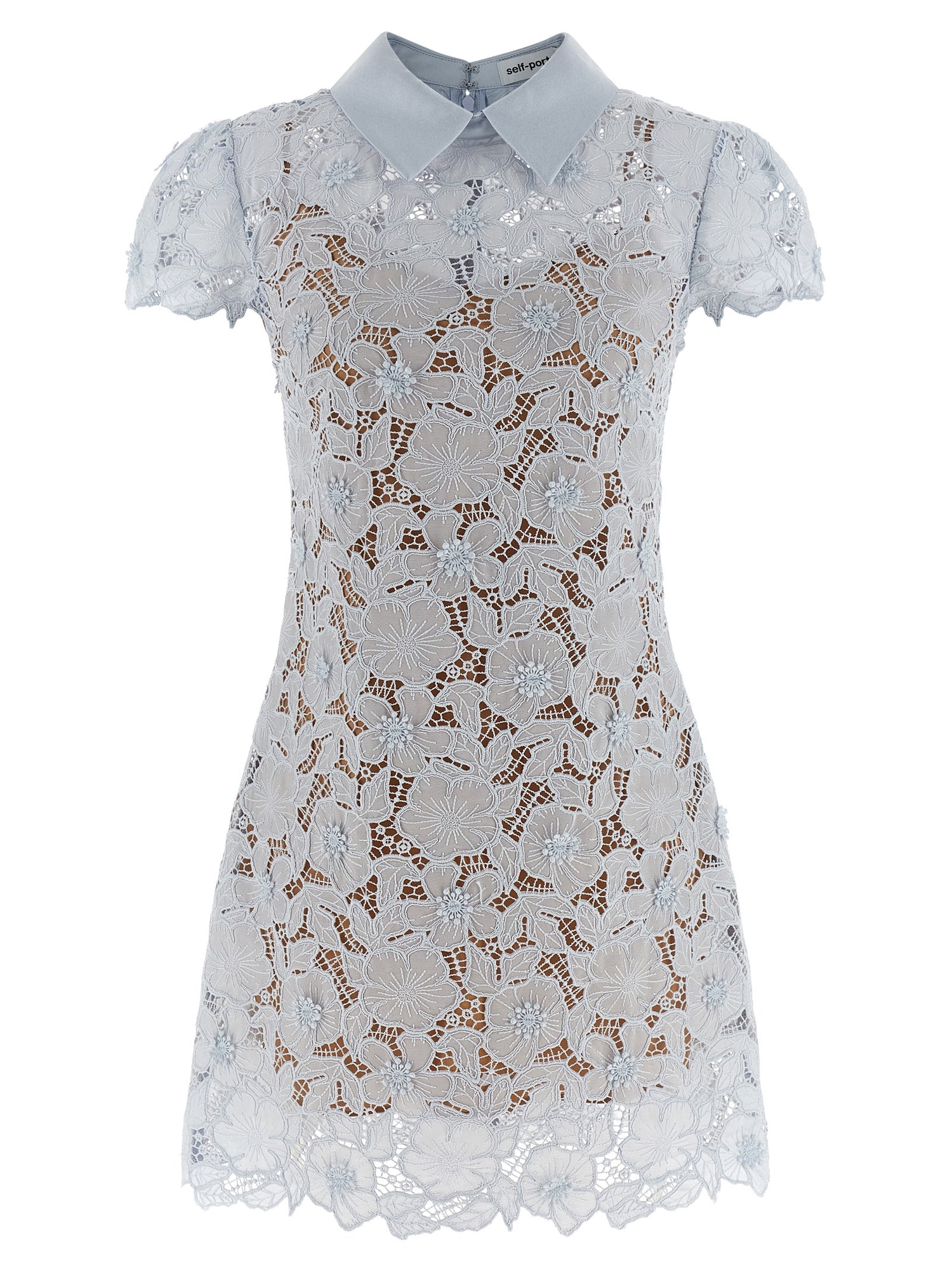 Self-Portrait Blue Guipure Lace Mini Dress