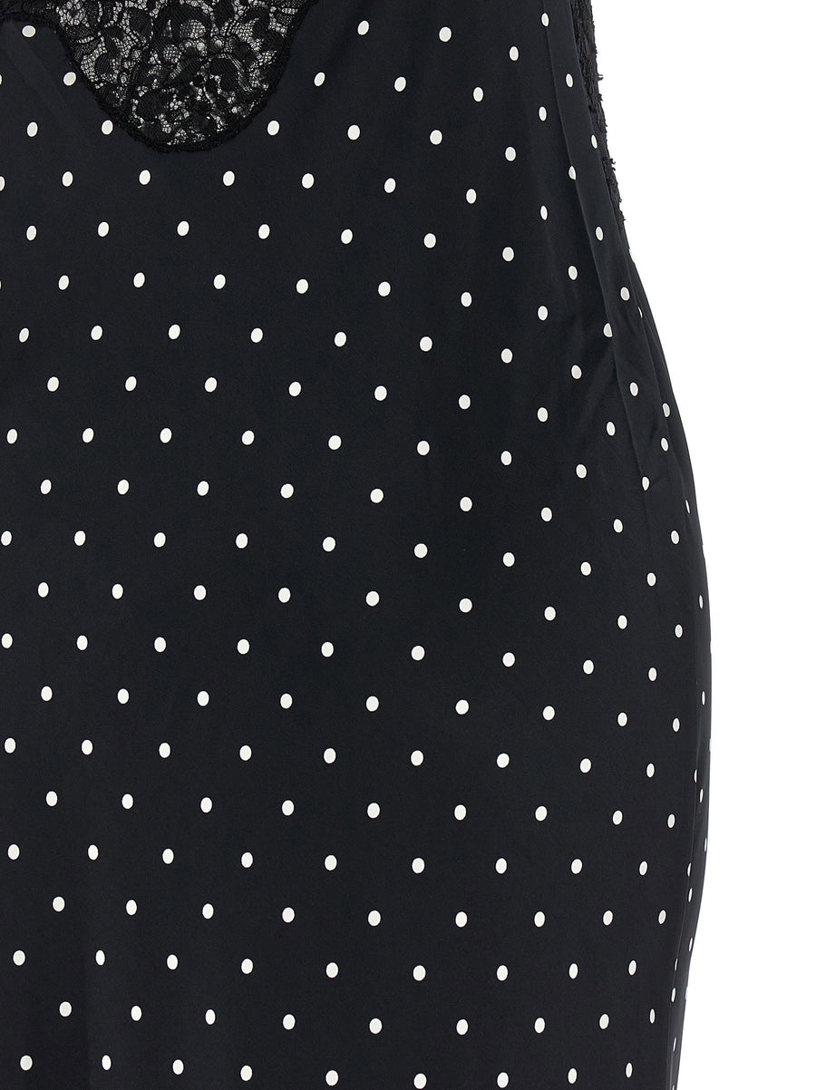 Self-Portrait Polka Dot Satin Lace Maxi Dress