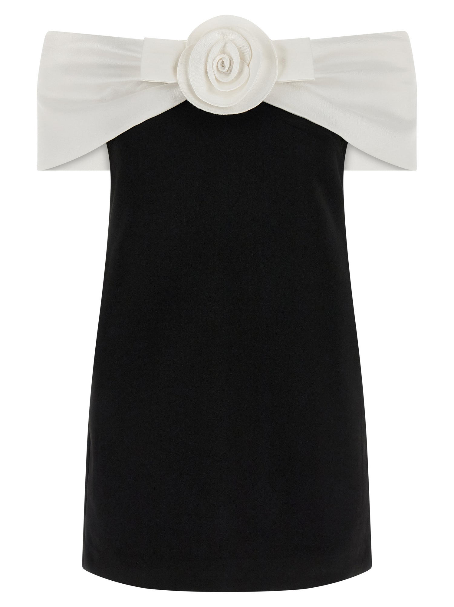 Self-Portrait Black Crêpe Flower Mini Dress