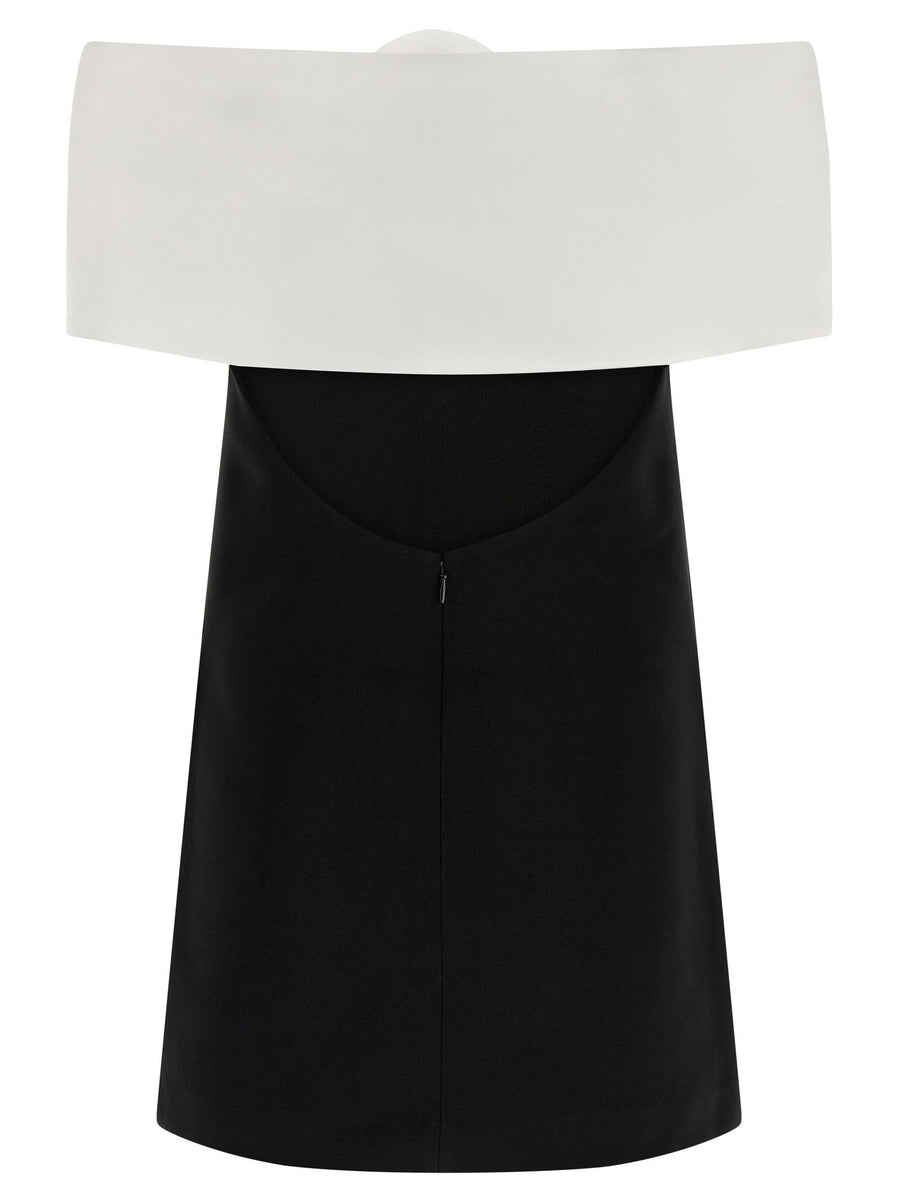 Self-Portrait Black Crêpe Flower Mini Dress