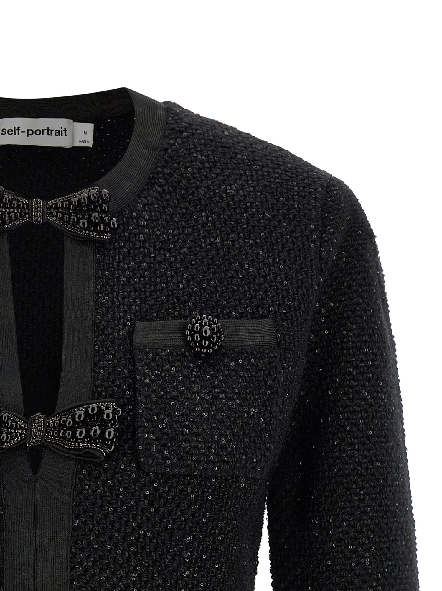 Self-Portrait Black Sequin Knit Mini Dress