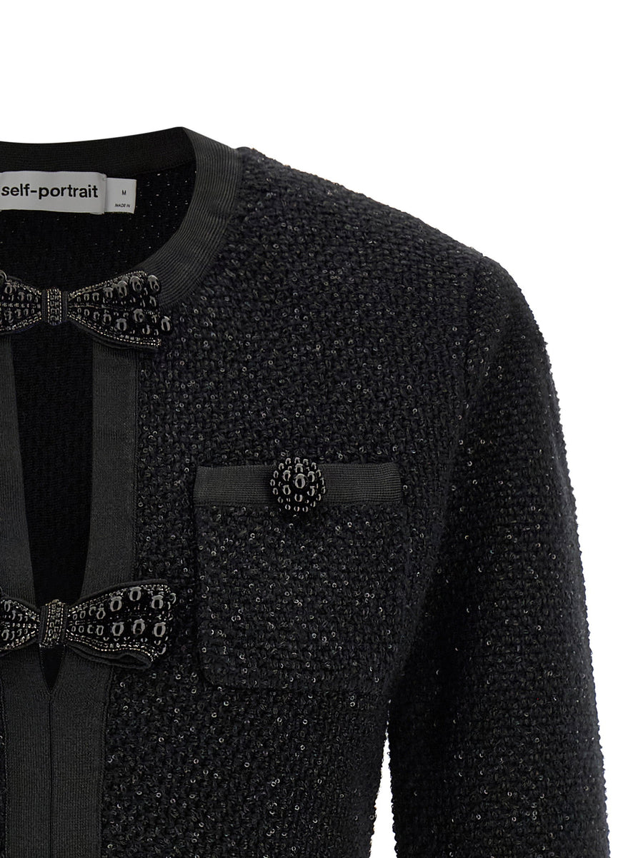 Self-Portrait Black Sequin Knit Mini Dress