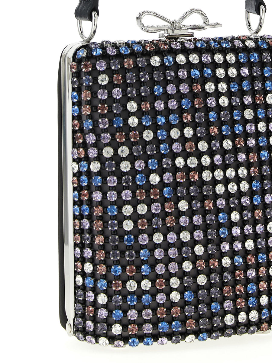 Self-Portrait Multicolor Crystal Chainmail Mini Satin Handbag