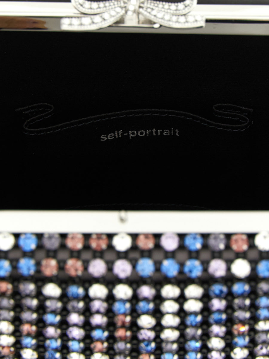 Self-Portrait Multicolor Crystal Chainmail Mini Satin Handbag