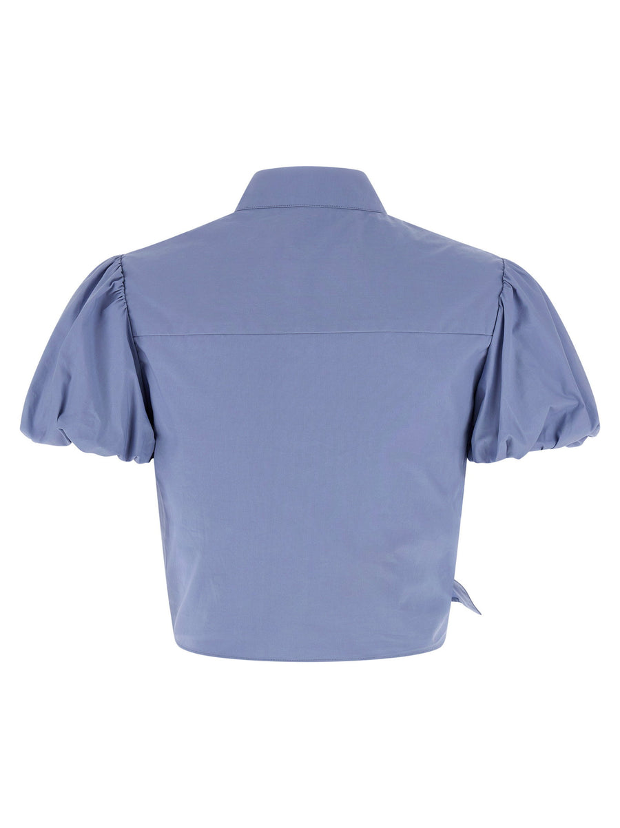 Self-Portrait Blue Cotton Tie Side Top
