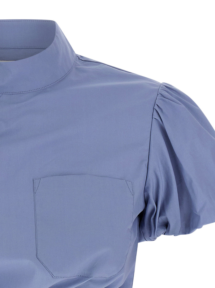 Self-Portrait Blue Cotton Tie Side Top