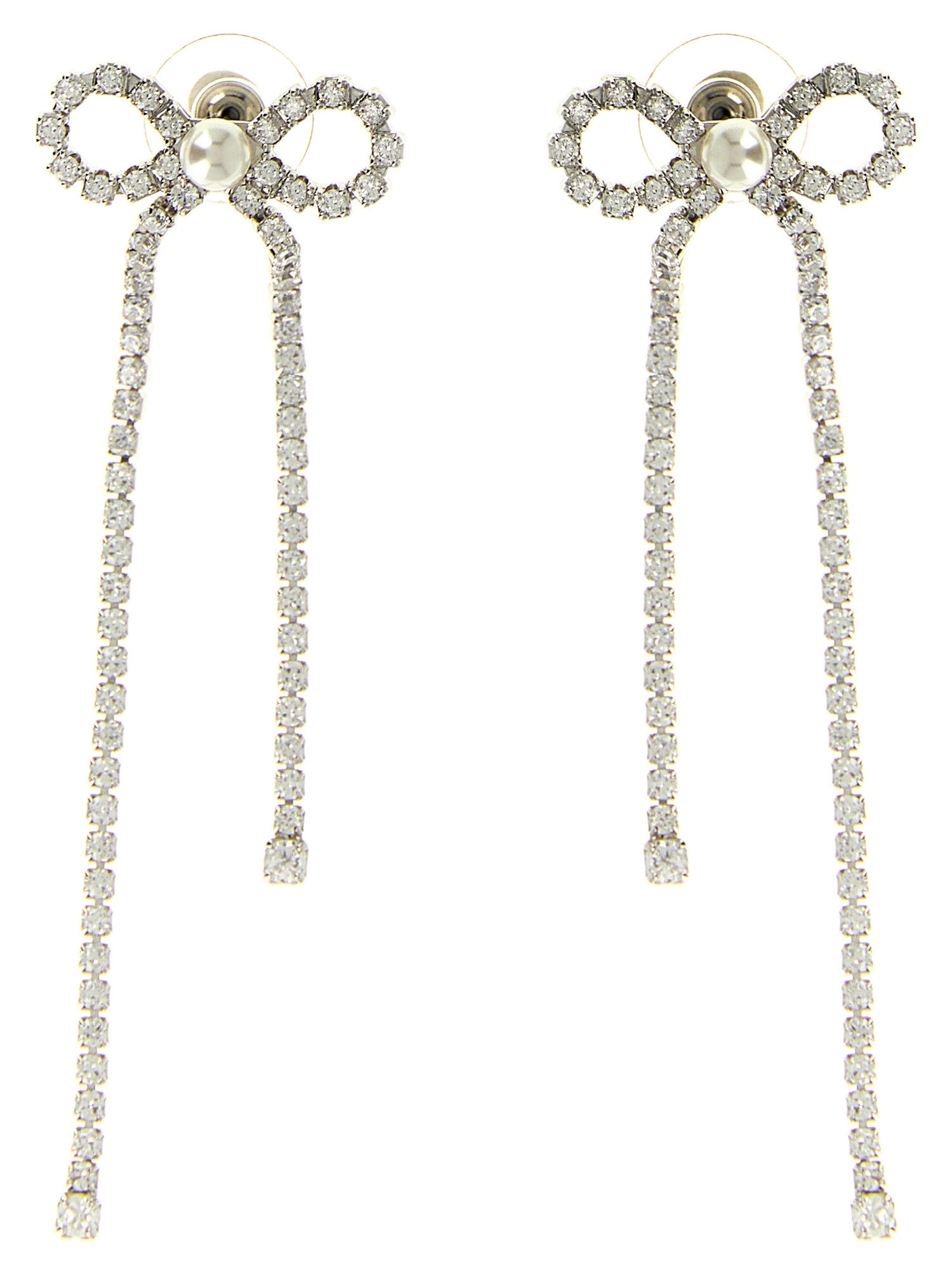 Self-Portrait Crystal Droplet Bow Earrings