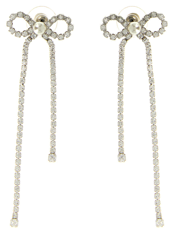 Self-Portrait Crystal Droplet Bow Earrings
