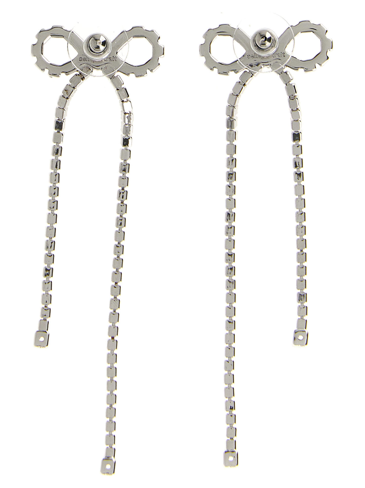 Self-Portrait Crystal Droplet Bow Earrings