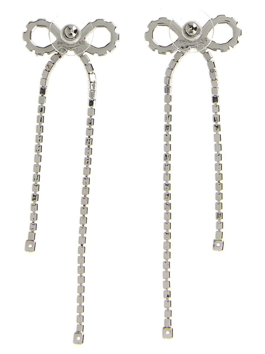 Self-Portrait Crystal Droplet Bow Earrings