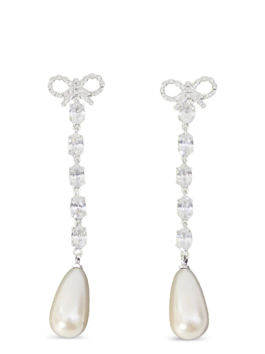 Self-Portrait Bow Pearl Droplet Earrings