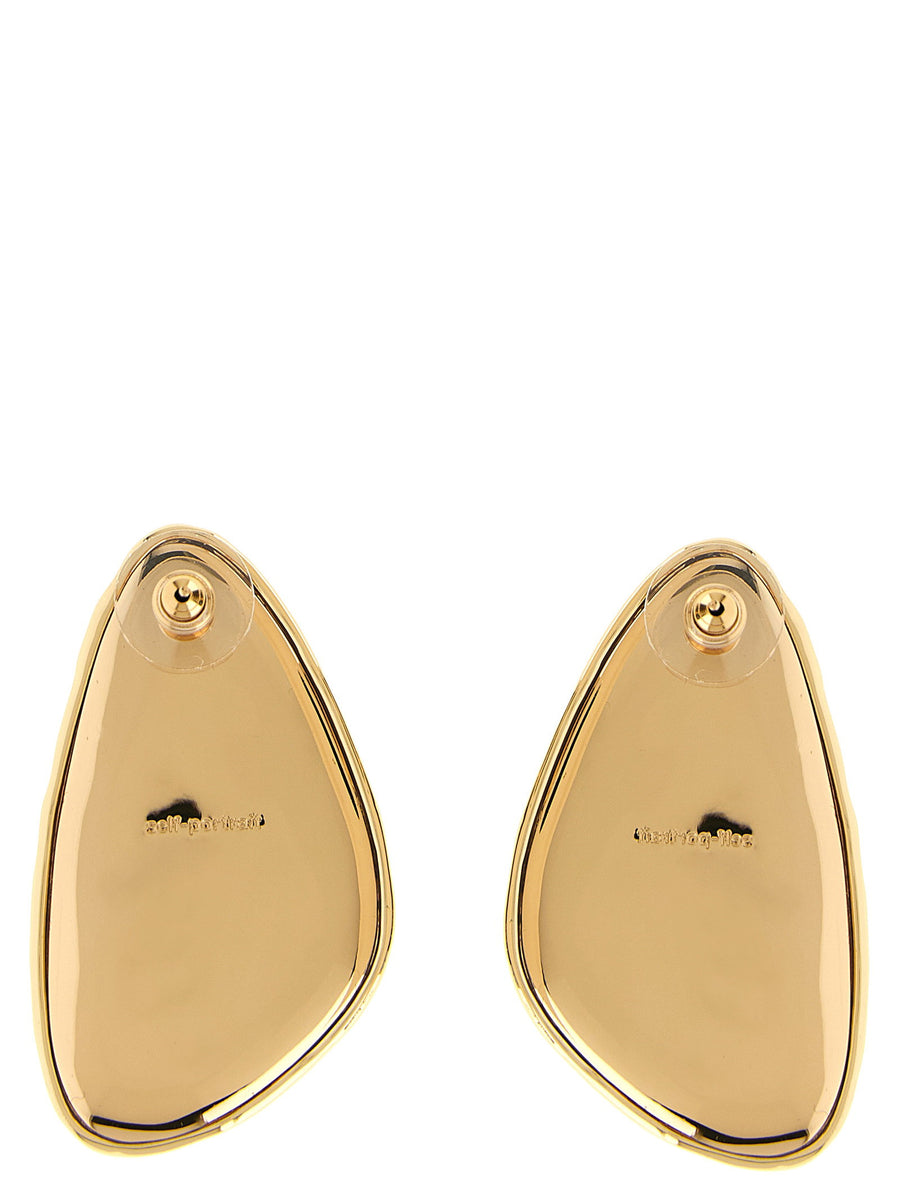 Self-Portrait Hammered Gold Crystal Earrings