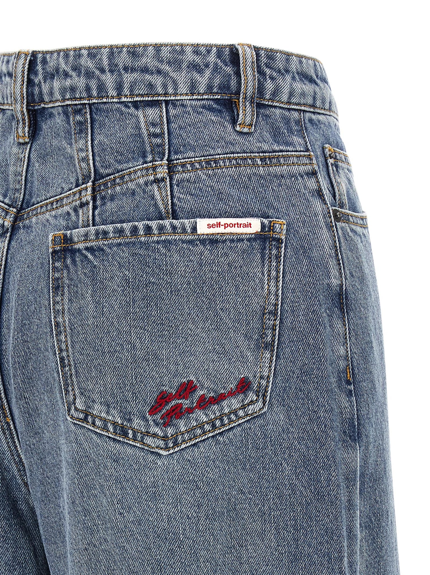 Self-Portrait Blue Barrel Leg Jeans