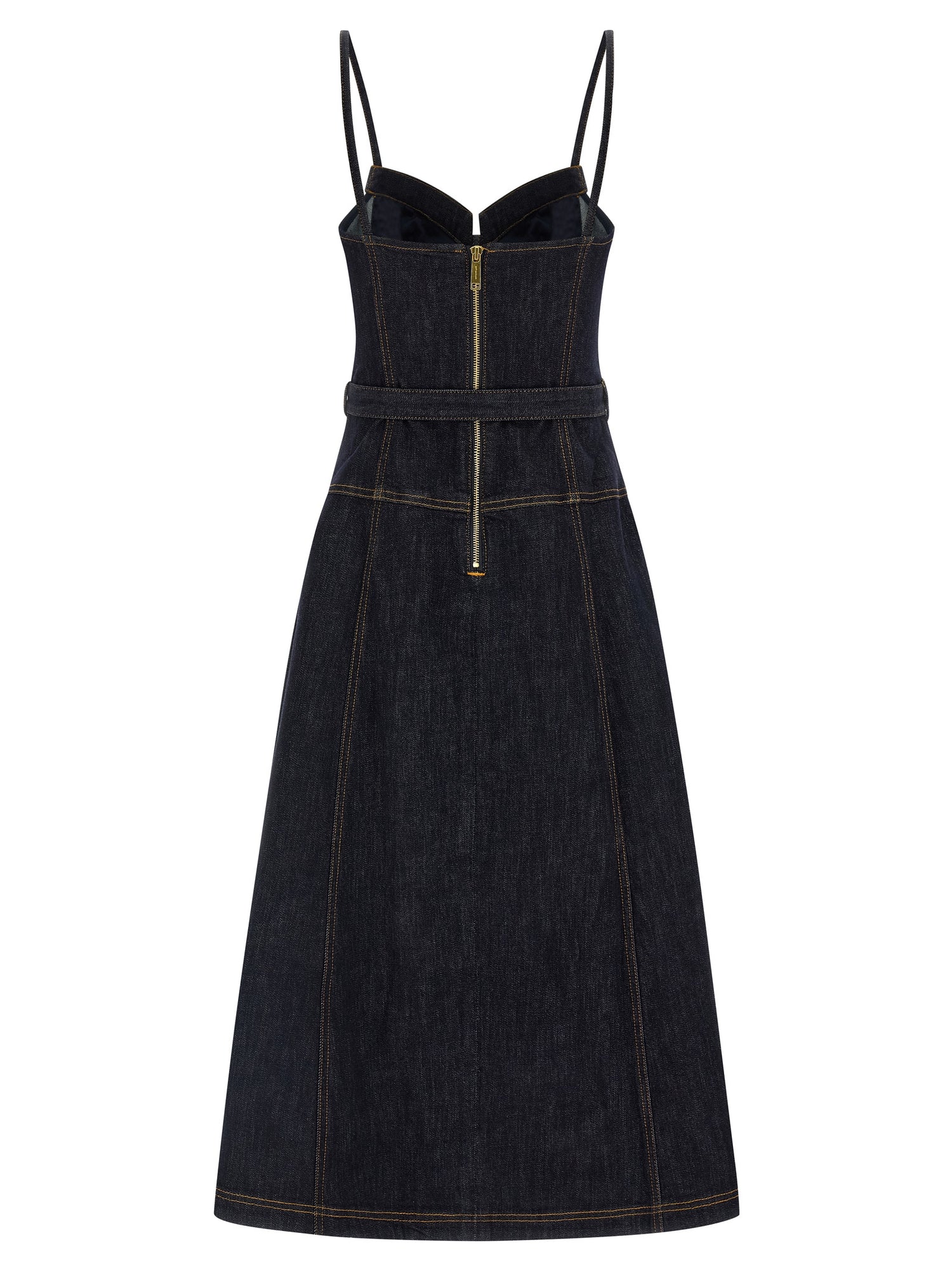 Self-Portrait Indigo Denim Flared Midi Dress