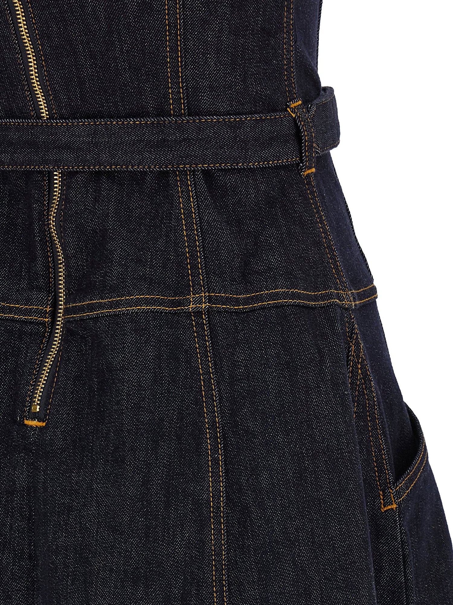 Self-Portrait Indigo Denim Flared Midi Dress