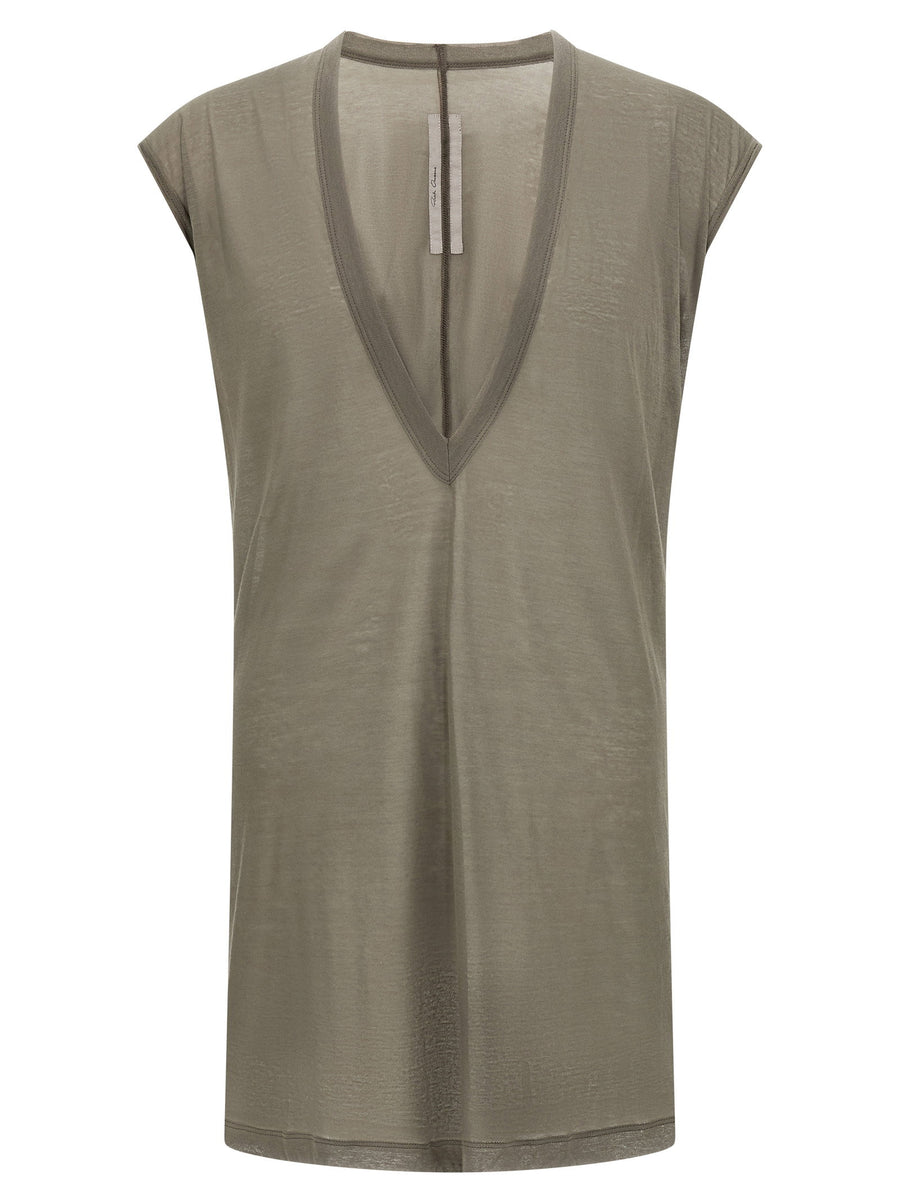 Rick Owens Dylan T Shirt Gray 100 Percent Cotton Semi Transparent Jersey Topwear For Men Luxury
