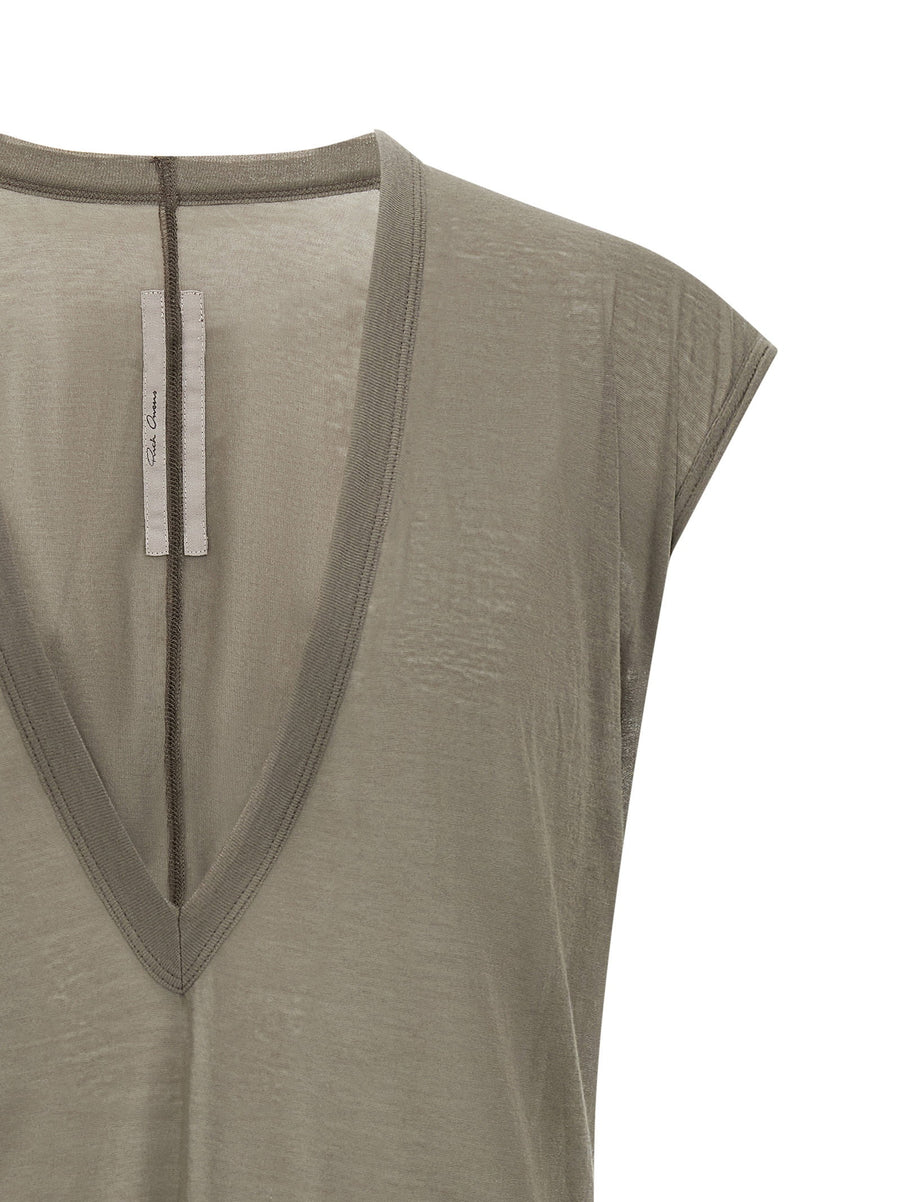 Rick Owens Dylan T Shirt Gray 100 Percent Cotton Semi Transparent Jersey Topwear For Men Luxury