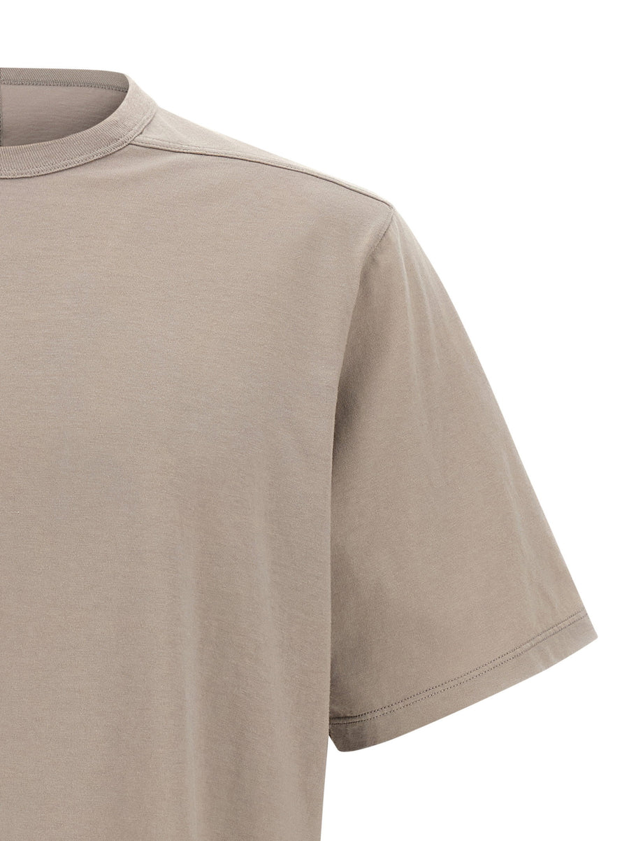 Rick Owens Brad T Shirt Premium 100 Percent Cotton Beige Crewneck With Subtle Back Stitch For Men