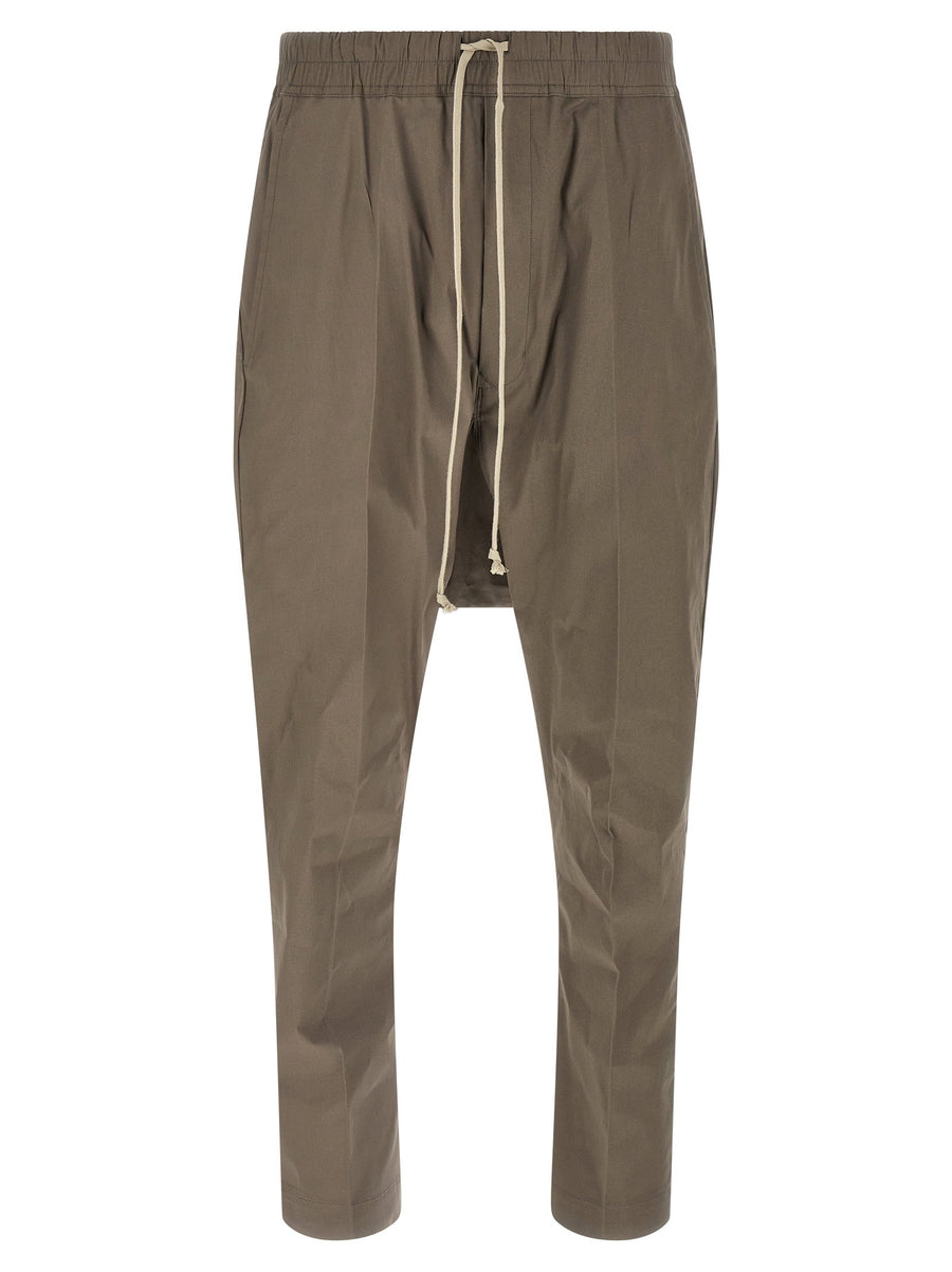 Rick Owens Drawstring Long Pants Luxury Cotton Poplin Trousers For Modern Streetwear Unisex