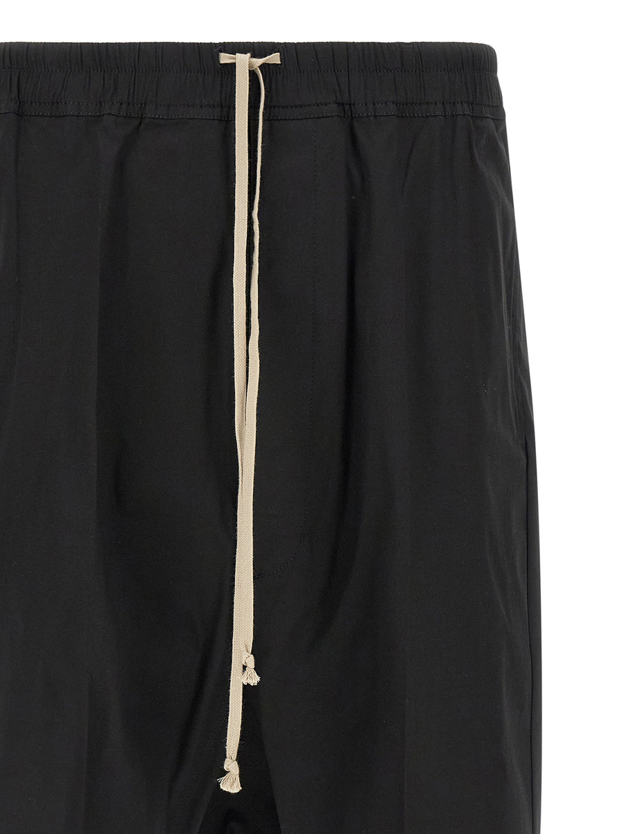 Rick Owens Bermuda Shorts Rick S Pods Black Cotton Poplin Unisex Drawstring Waist Modern Minimalist Luxury
