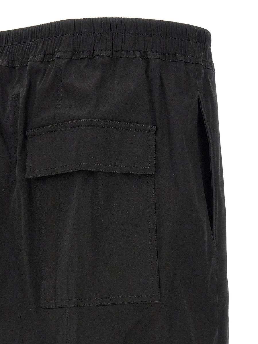Rick Owens Bermuda Shorts Rick S Pods Black Cotton Poplin Unisex Drawstring Waist Modern Minimalist Luxury