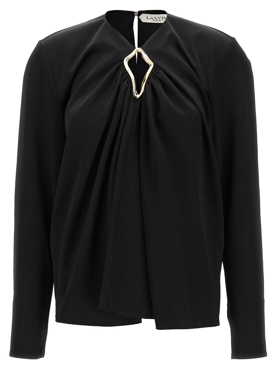 Lanvin Satin Blouse With Metallic Detail For Women Versatile Office To Evening Wear