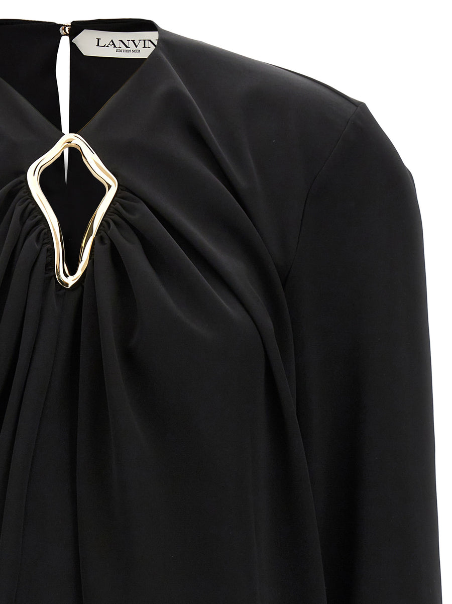 Lanvin Satin Blouse With Metallic Detail For Women Versatile Office To Evening Wear