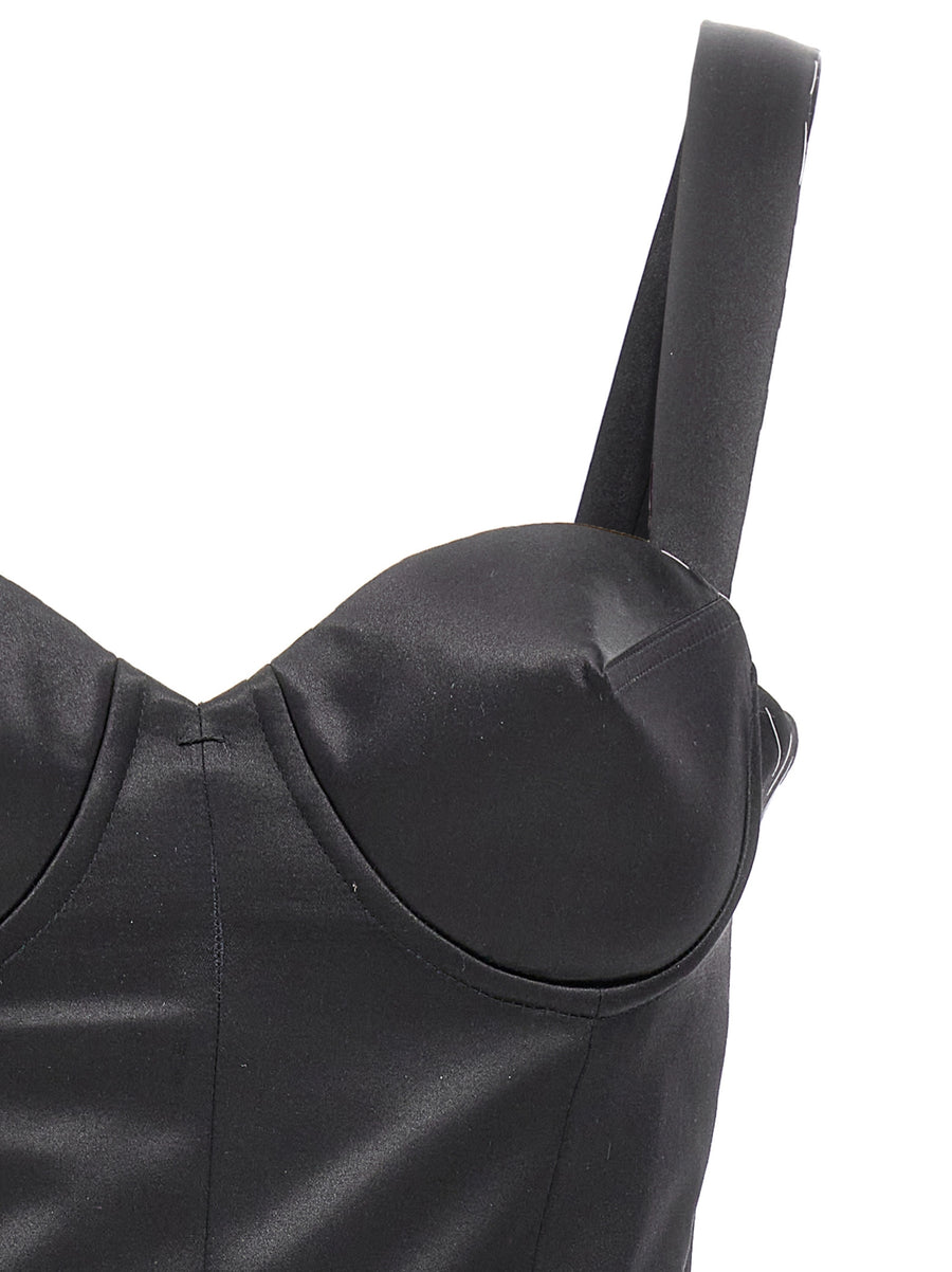 Maison Margiela Corset Dress With Contrast Stitching For Women Sculptural Black Eveningwear