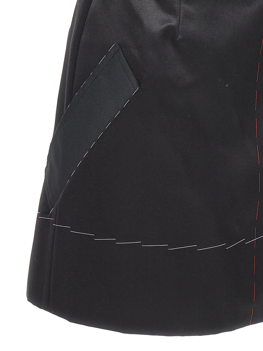 Maison Margiela Corset Dress With Contrast Stitching For Women Sculptural Black Eveningwear