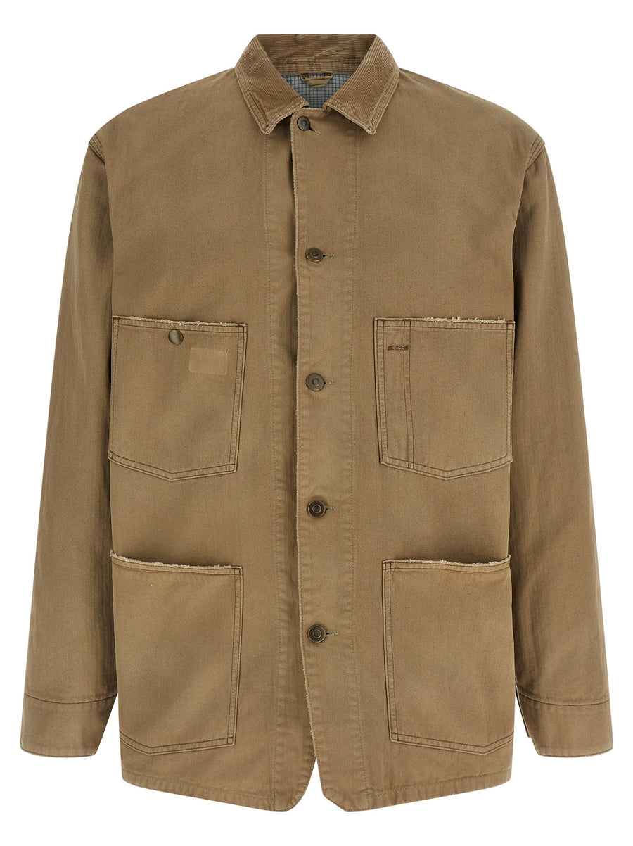 Maison Margiela Herringbone Jacket For Women Beige 100 Percent Cotton Canvas Refined Casual Layer