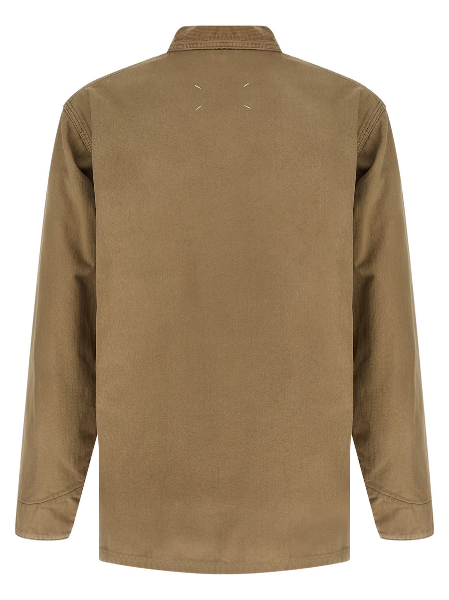 Maison Margiela Herringbone Jacket For Women Beige 100 Percent Cotton Canvas Refined Casual Layer