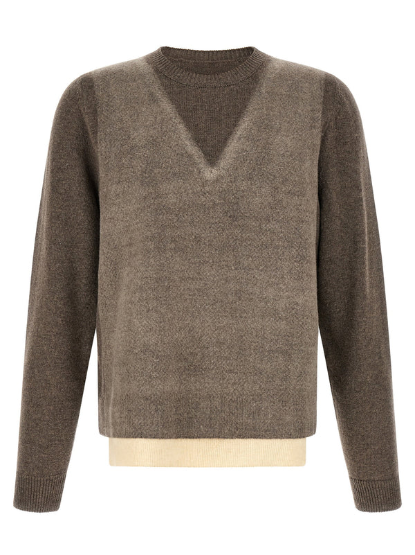 Maison Margiela Memory Of Sweater Brown Virgin Wool Crewneck