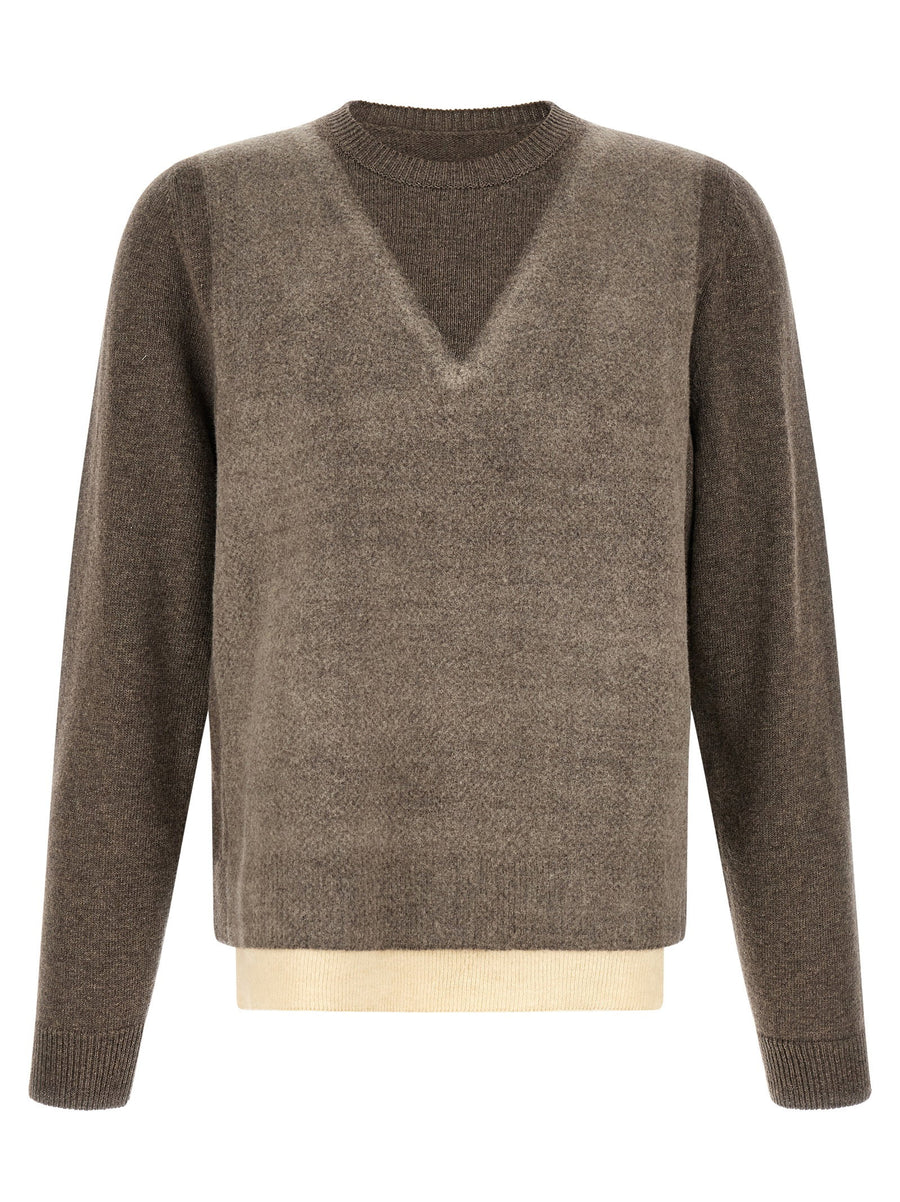 Maison Margiela Memory Of Sweater Brown Virgin Wool Crewneck