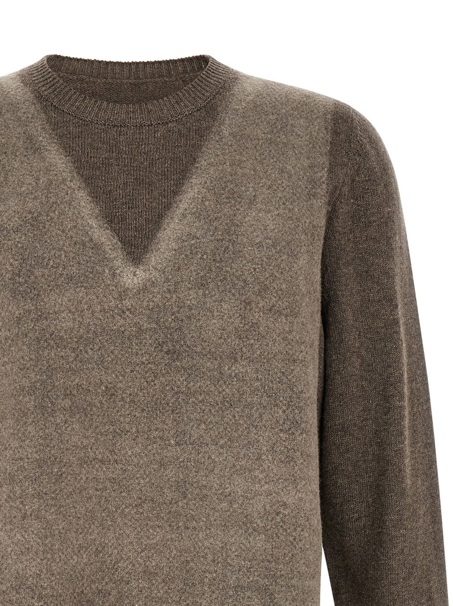 Maison Margiela Memory Of Sweater Brown Virgin Wool Crewneck